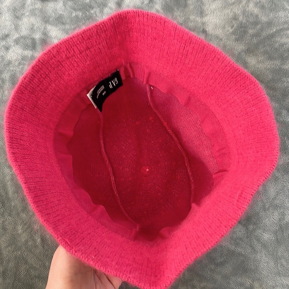 Red Cloche Hat by Gap Soft Fuzzy Rabbit Hair Bell Bucket Hat Tiny Bow Size S/M - Picture 5 of 5